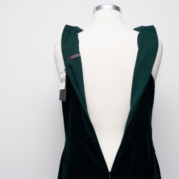 Lauren Ralph Lauren. Women's Velvet Beaded Halter Gown. - Picture 12 of 13